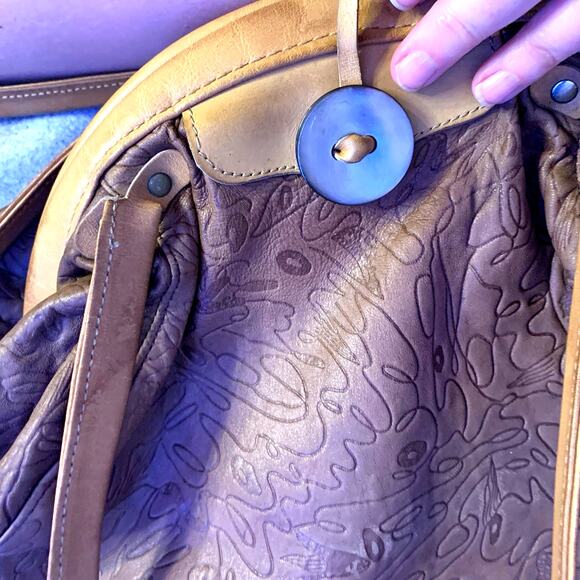 Vintage Arto New York Leather Shoulder Bag 70s 80s, Boho Hippie Purse, Large - Picture 5 of 11